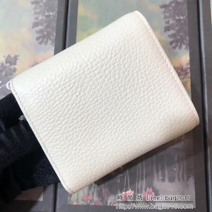 GUCCI古馳 頂級原單 早秋新品 雙色牛皮 女士翻蓋皮夾 524294 白配粉 WTG2060